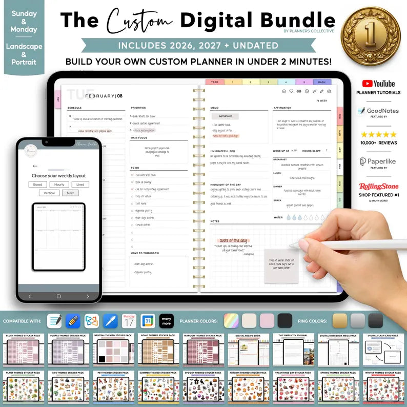 Custom Digital Planner Bundle: 2026, 2027 & Undated