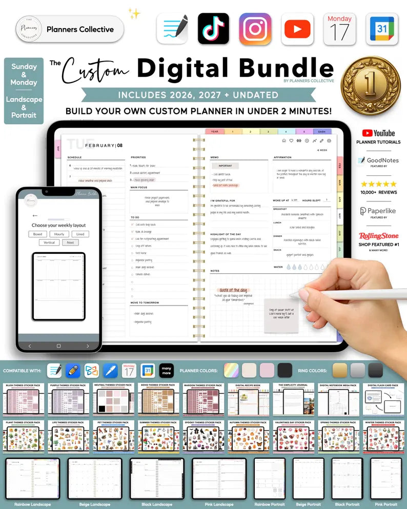 Custom Digital Planner Bundle: 2026, 2027 & Undated